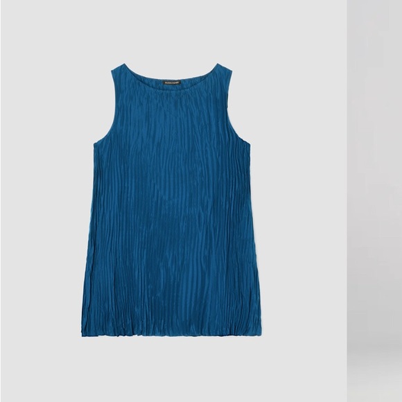 NWT Eileen Fisher‎ Crushed Silk Long Tank 🌊 Atlantis